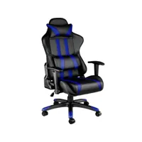 fauteuil de bureau chaise siège sport gamer avec coussin de tête et lombaires noirparbleu helloshop26 08_0000358