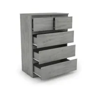 giantex commode avec 5 tiroirs, armoire multifonction moderne avec rails en métal, 75 x 42 x 104 cm, peu encombrant gris