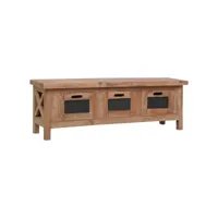 meuble tv avec 3 tiroirs  banc tv armoire de rangement 120x30x40 cm bois d'acajou massif meuble pro frco45551