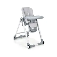 giantex chaise haute bébé pliableà roulettes 6-36 mois-hauteur réglable-dossier/repose-pieds-doubles plateaux-coussin amovible gris