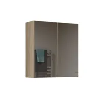 sofya - armoire de toilette murale 2 portes - meuble sdb avec miroir - dimensions 60x22x60 cm - rangement salle de bain - sonoma