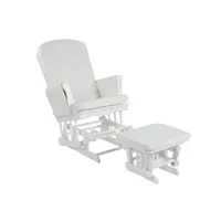 fauteuil à bascule avec repose-pieds simili cuir blanc gliss