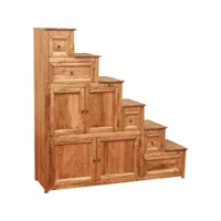commode escalier avec tiroirs rustique style en bois massif de tilleul finition naturelle - s made in italy