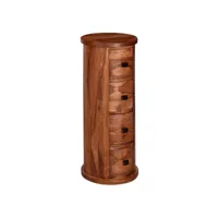 finebuy design sheesham en bois massif ø 35 cm  armoire avec tiroirs  armoire latérale étroite, solide  mini commode ronde