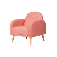 varsha - fauteuil en duvet rose avec pieds en bouleau