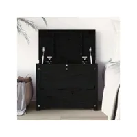 boîte de rangement noir 60x32x45,5 cm bois massif de pin
