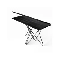 table console extensible hermes stratifié noir carbone acier noir 115cm 20101002265