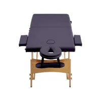 vidaxl table de massage pliable 2 zones bois violet 110186