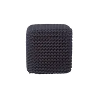 homescapes pouf repose-pieds en tricot - cube noir sf1365