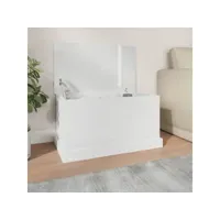 boîte de rangement blanc brillant 70x40x38 cm bois d'ingénierie
