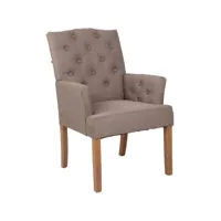 chaise de salle à manger sugar en tissu  assise style chesterfield  piètement en bois de caoutchouc , taupe/antique clair