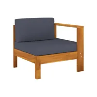 canapé central canapé fixe  canapé scandinave sofa avec 1 accoudoir gris foncé acacia solide meuble pro frco71921
