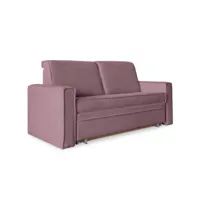 lucy - canapé 2 places - convertible couchage quotidien - avec coffre - matelas 12 cm - en velours côtelé - bestmobilier - rose