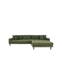 lido - canapé d'angle droit en tissu pieds noirs l290cm - couleur - vert olive
