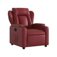 fauteuil inclinable, fauteuil de relaxation, chaise de salon rouge bordeaux similicuir fvbb68348 meuble pro