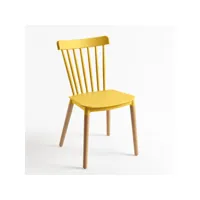 chaise de cuisine jaune avec pieds en métal effet naturel trina