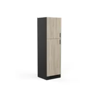 colonne de cuisine 2 portes battantes 60 cm noir-chêne - abinci - l 60 x l 60 x h 207 cm