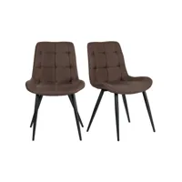 lot de 2 chaises en tissu marron avec pieds métal noir - jaelle