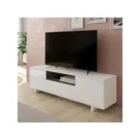 meuble tv 3 portes blanc-gris - ziara - l 150 x l 41 x h 46 cm