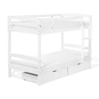 lit superposé en bois blanc 90 x 200 cm avec tiroirs regat 250516