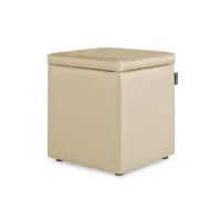pouf cube rangement similicuir écru pack 2 unités 3842874