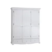 armoire penderie blanche style anglais 3 portes 3 tiroirs 164,3 x 194,8 x 54,5 cm 40203
