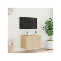 meuble tv mural avec lumières led chêne sonoma 60x35x41