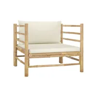 canapé de jardin  sofa banquette de jardin avec coussins blanc crème bambou meuble pro frco70982