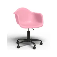 chaise de bureau avec accoudoirs - chaise de bureau avec roulettes - structure noire weston rose