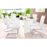 table fixe gabriele, etagère design rectangulaire, table de cuisine, 100% made in italy, 160x90h75 cm, blanc brillant 8052773601146
