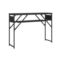 table console avec étagère noir 105x30x75 cm bois d'ingénierie