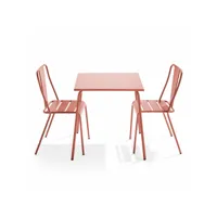 ensemble table de jardin carrée et 2 chaises bistrot argile - palavas