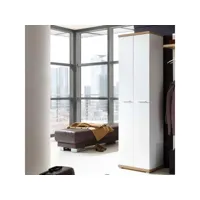 armoire vestiaire tosun 59cm avec 2 portes - blanc/chêne