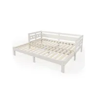 lit enfant, lit gigogne 90(180)x200 cm, sommier à lattes, cadre en pin, blanc
