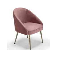 fauteuil design - revêtu de velours - pied dorée - wasda rose