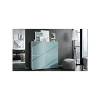 meuble moderne blanc mat façade jade  104 x 105,5 x 35,5 cm