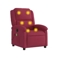 fauteuil de massage inclinable, fauteuil de relaxation, chaise de salon rouge bordeaux velours fvbb38405 meuble pro