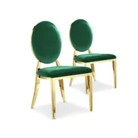 paris prix - lot de 2 chaises médaillon velours tatianna 90cm vert