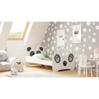 lit enfant mouna avec matelas et cadre - panda - 160 cm x 80 cm htm-1382