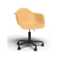 chaise de bureau avec accoudoirs - chaise de bureau avec roulettes - structure noire weston orange pâle