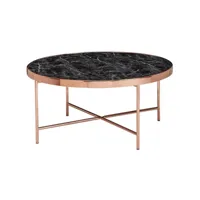 finebuy basse design finebuy aspect marbre noir - ronde ø82,5 cm avec structure en métal cuivré  grande table de salon  table de salon