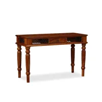 bureau table meuble travail informatique bois massif de sesham 120 cm helloshop26 0502135
