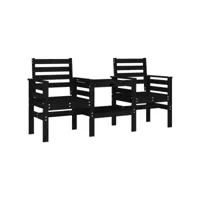 banc de jardin avec table 2 places - banc exterieur - banquette de jardin noir bois massif de pin togp90027