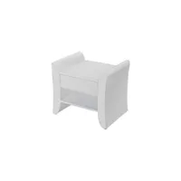 table de chevet design 1 tiroir 1 niche simili cuir blanc mat traum