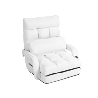 fauteuil convertible chauffeuse convertible 1 place en tissu avec oreiller 5 positions blanc 20_0000626