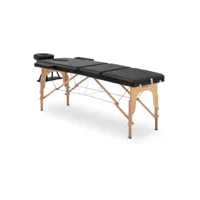 table de massage pliante pliable professionnelle lit portable en bois portative matériel à domicile mobile hêtre pvc hauteur sac compris noir helloshop26 14_0003638