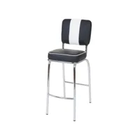 2x tabouret de bar avellino, chaise de comptoir, design rétro des années 50, similicuir ~ noir, blanc
