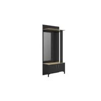 meuble vestiaire noir avec miroir - lyon - l 81 x l 36.9 x h 188.5 cm - neuf