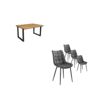 ensemble meubles table manger 140 chêne style industriel lot de 4 chaises de salle à manger chaise tapissée