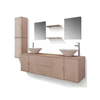 colonne salle de bain - moderne meuble de salle de bain 11 pcs avec lavabo et robinet beige fr2024